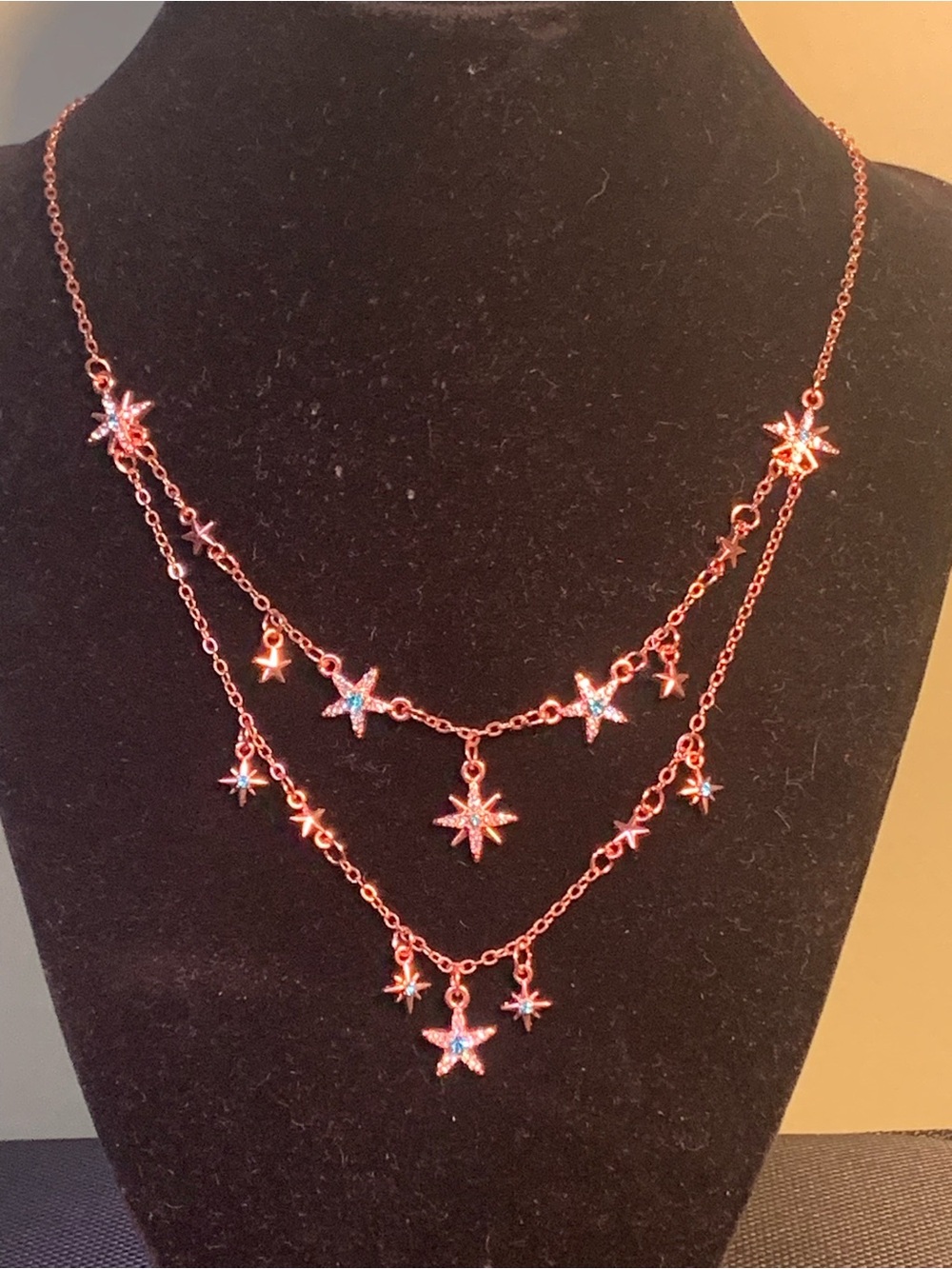Rose and Gold-Tone Star Layered Necklace - Women Jewelry